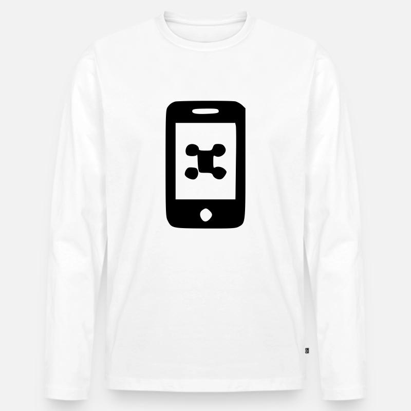 Telefon - Männer Premium Bio Langarmshirt - Weiß