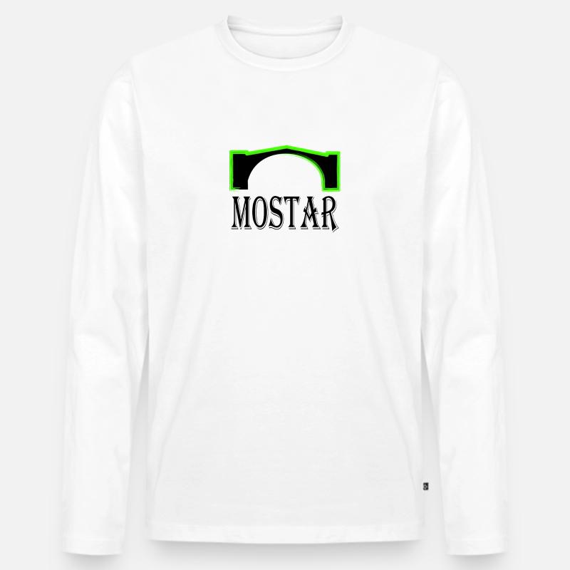 mostar black - Männer Premium Bio Langarmshirt - Weiß