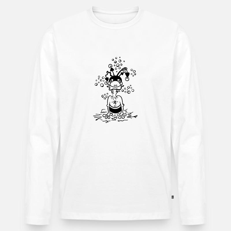 Alien - Männer Premium Bio Langarmshirt - Weiß