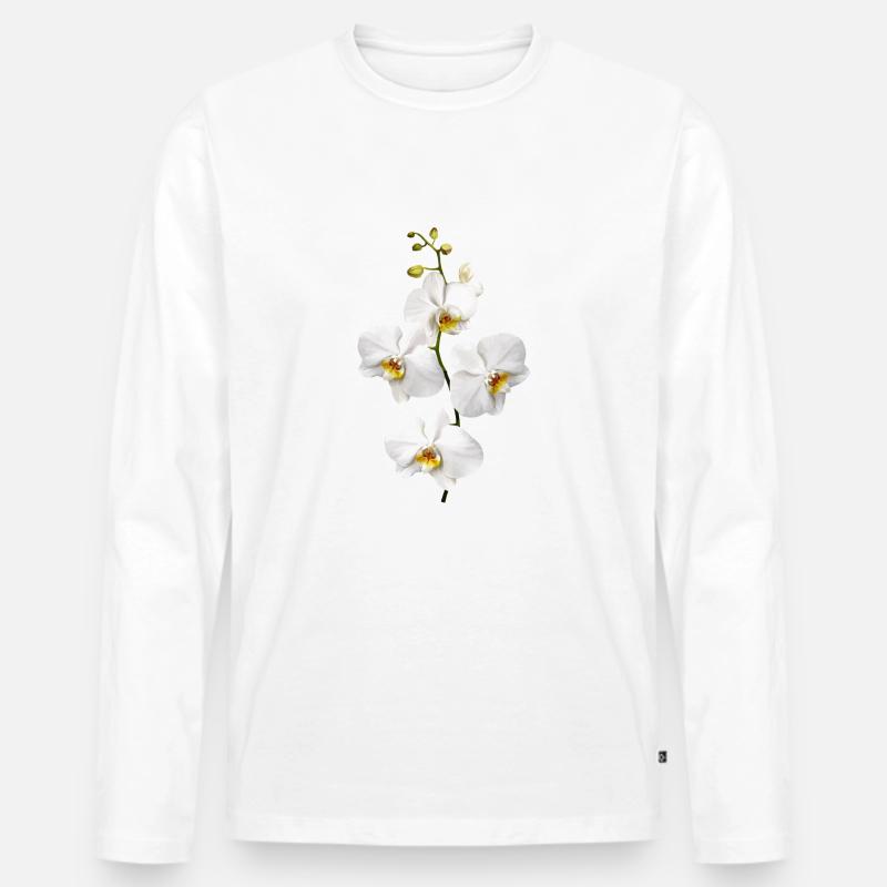 Orchideen - Männer Premium Bio Langarmshirt - Weiß