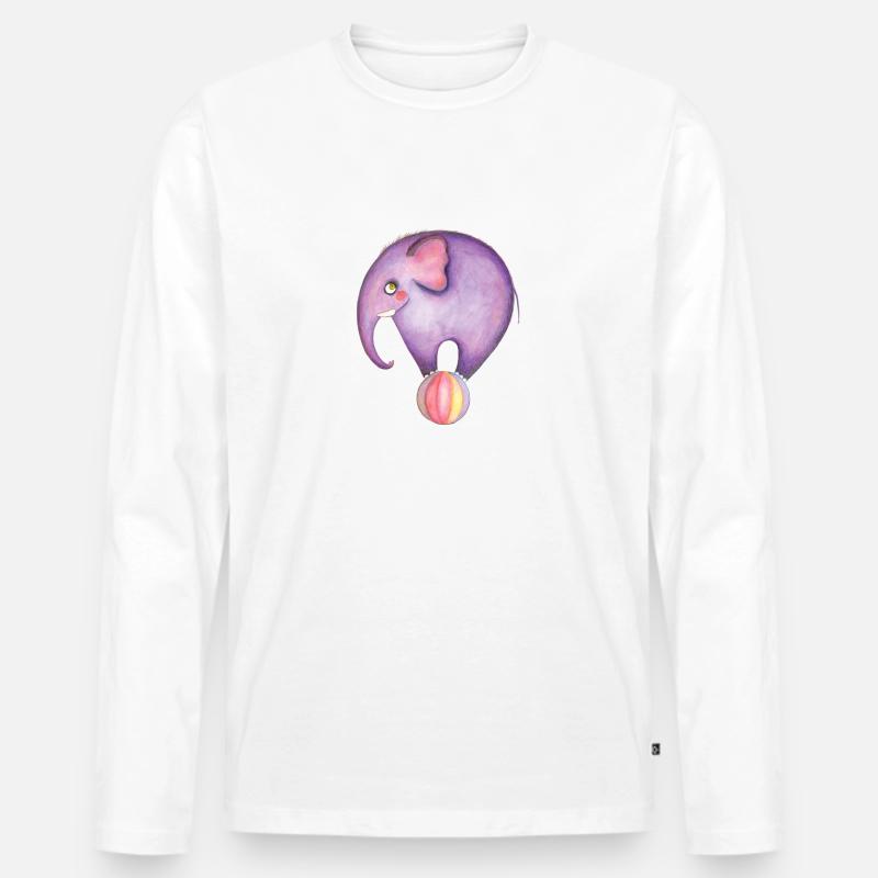 Elefant - Männer Premium Bio Langarmshirt - Weiß