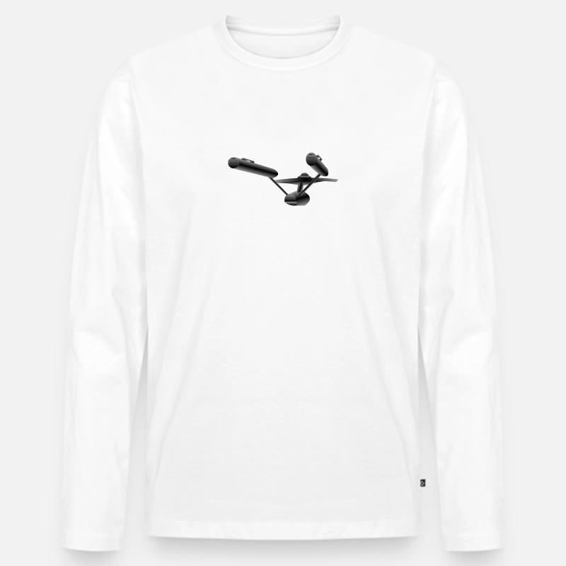 Raumschiff - Männer Premium Bio Langarmshirt - Weiß