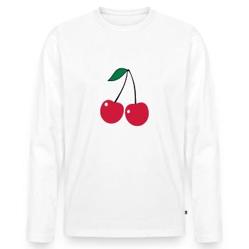 cherry - Men's Premium Organic Long Sleeve Shirt - white - Front - Nico (187cm)
