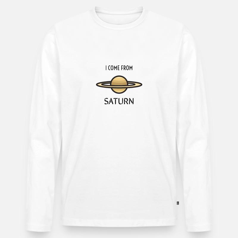 Saturn, Saturn - Männer Premium Bio Langarmshirt - Weiß