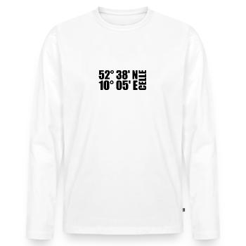 Coordonnées de Celle - T-shirt manches longues Premium bio Homme - blanc - Devant - Nico (187cm)