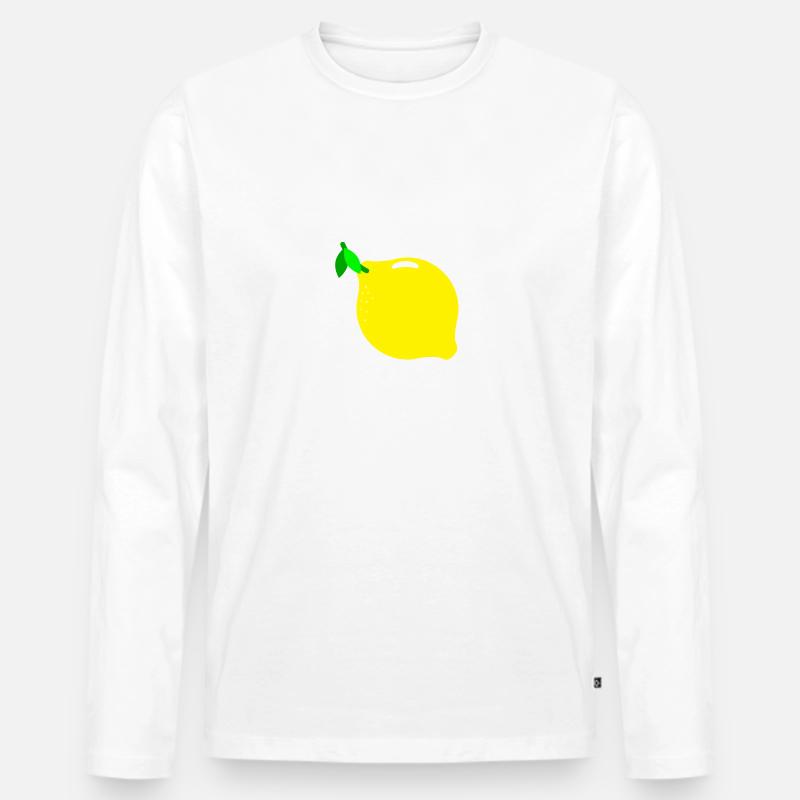 Zitrone Lemon - Männer Premium Bio Langarmshirt - Weiß