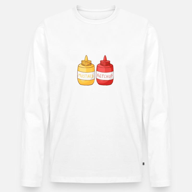 Senf Ketchup - Männer Premium Bio Langarmshirt - Weiß
