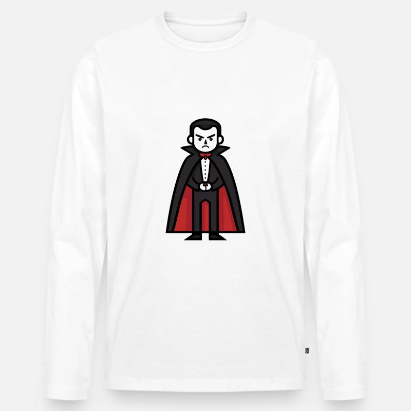 Vampir Halloween Comic - Männer Premium Bio Langarmshirt - Weiß