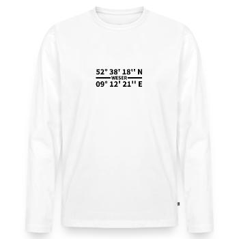 Coordonnées de la Weser - T-shirt manches longues Premium bio Homme - blanc - Devant - Nico (187cm)