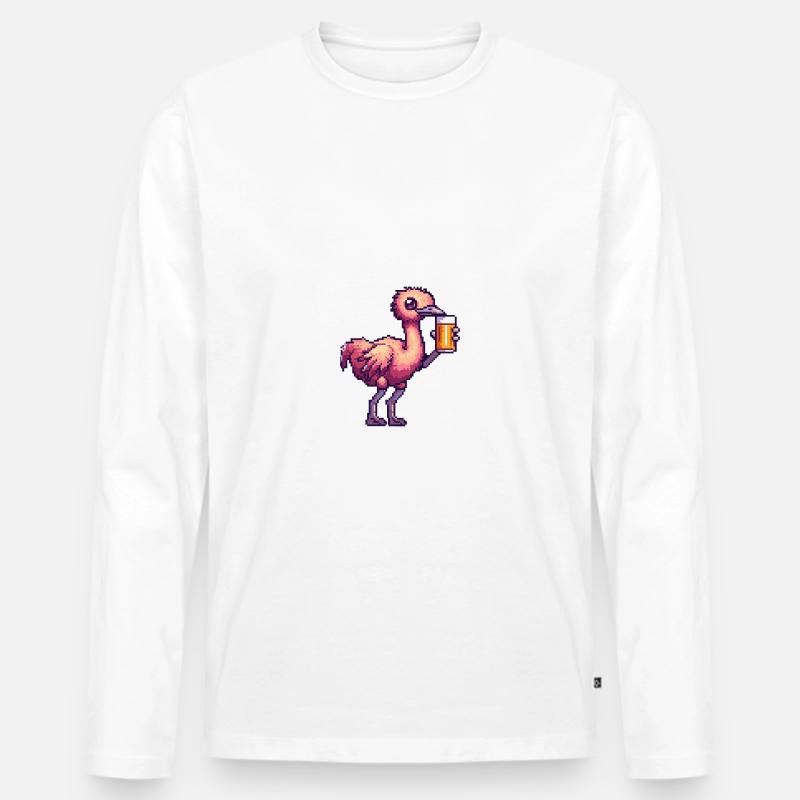 Strauß Bier Pixel - Männer Premium Bio Langarmshirt - Weiß
