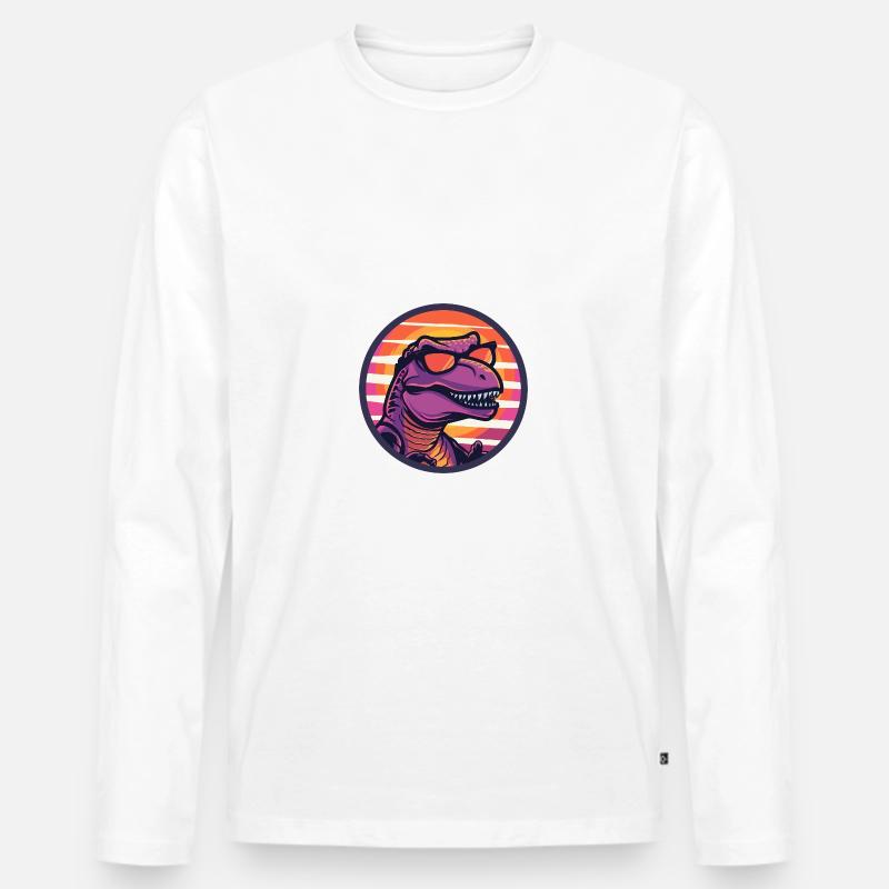Dinosaurier T-Rex Cool Sommer - Männer Premium Bio Langarmshirt - Weiß
