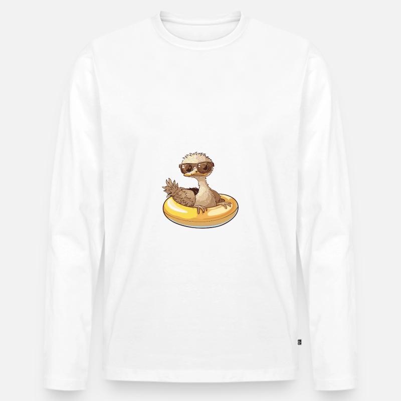 Strauß Comic Cool - Männer Premium Bio Langarmshirt - Weiß