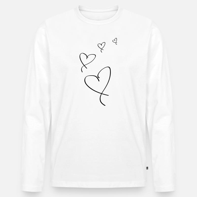 Fliegende Herzen - Männer Premium Bio Langarmshirt - Weiß