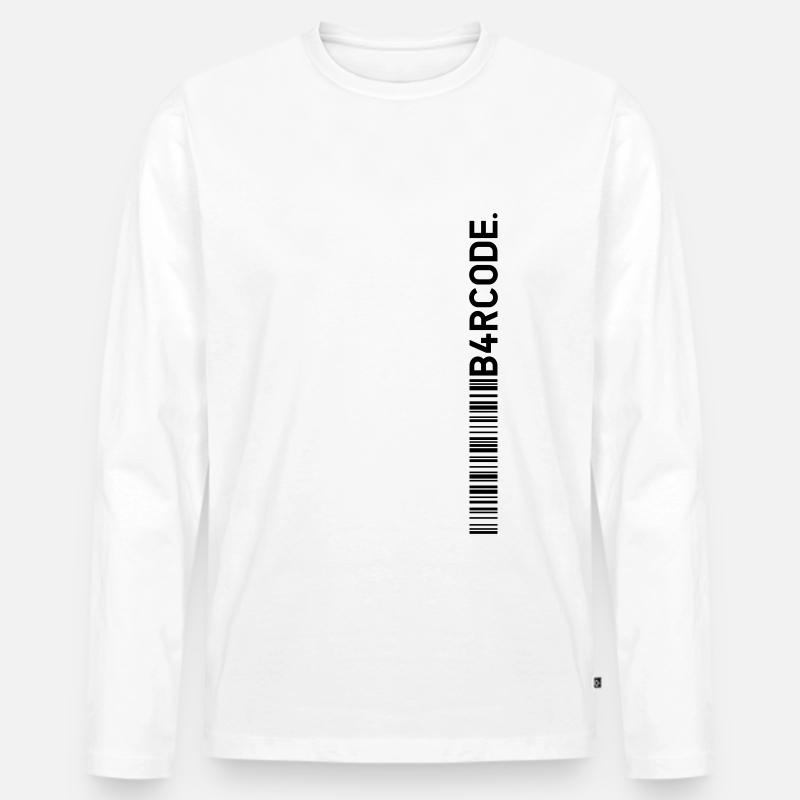 B4RCODE. Line black - Männer Premium Bio Langarmshirt - Weiß