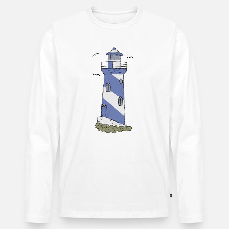 Blauer_Leuchtturm - Männer Premium Bio Langarmshirt - Weiß