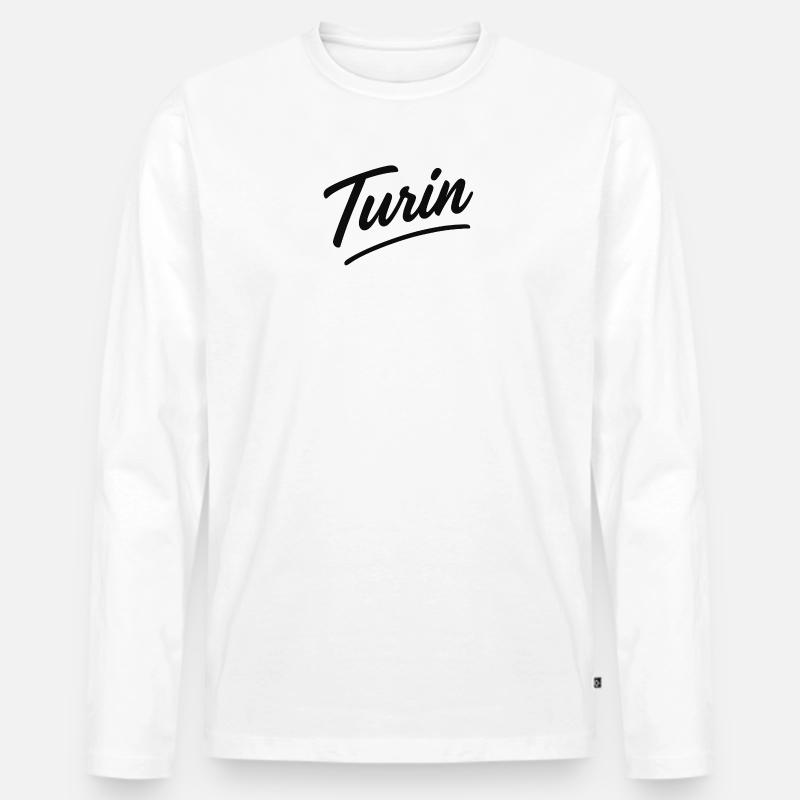 Turin Script Handlettering - Männer Premium Bio Langarmshirt - Weiß