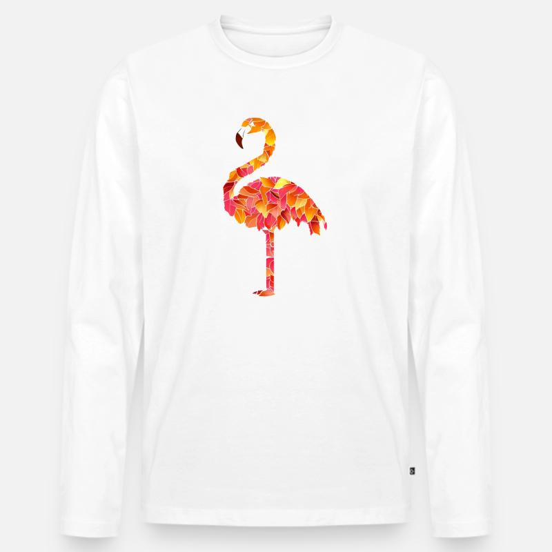 Flamingo aus Herbstblättern - Männer Premium Bio Langarmshirt - undefined