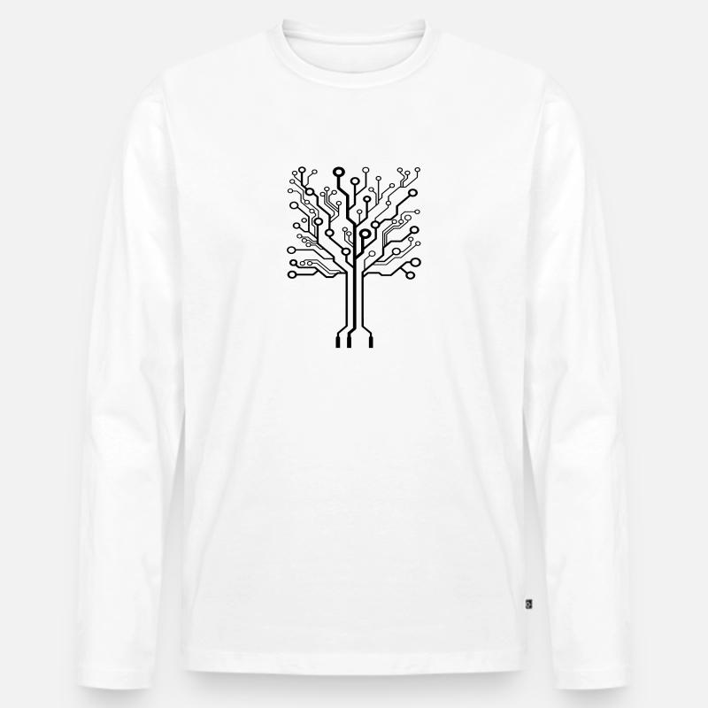 Baum aus Platine - Computerbaum - Männer Premium Bio Langarmshirt - Weiß