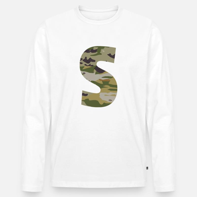 Tarnbuchstabe S - Männer Premium Bio Langarmshirt - Weiß