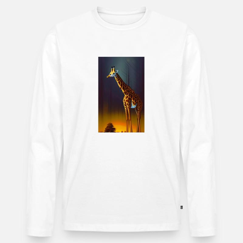 Coole Comic Zeichnung Giraffe Giraffa - Männer Premium Bio Langarmshirt - Weiß