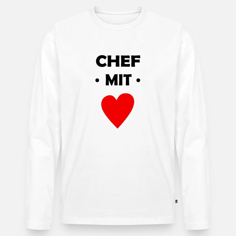 Chef mit Herz - Männer Premium Bio Langarmshirt - Weiß