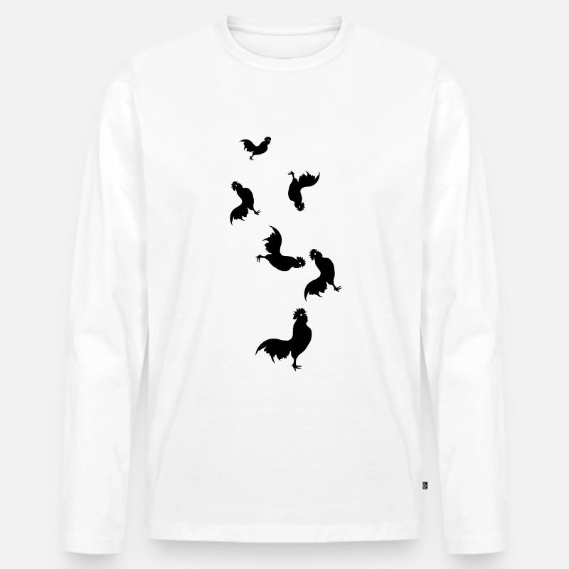 Hahn Tier silhouette - Männer Premium Bio Langarmshirt - Weiß