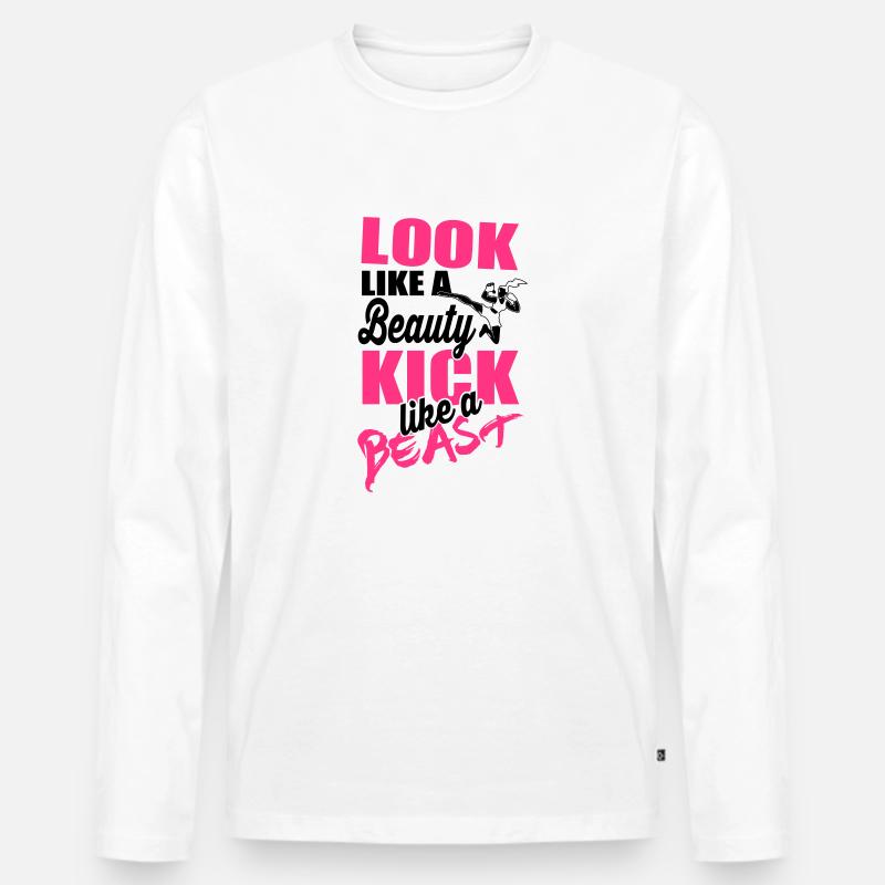 Kick like a beast - Männer Premium Bio Langarmshirt - Weiß