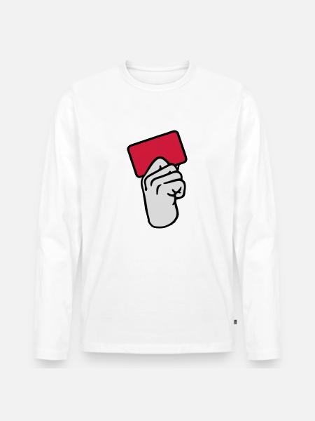 Rote Karte - Männer Premium Bio Langarmshirt - Weiß