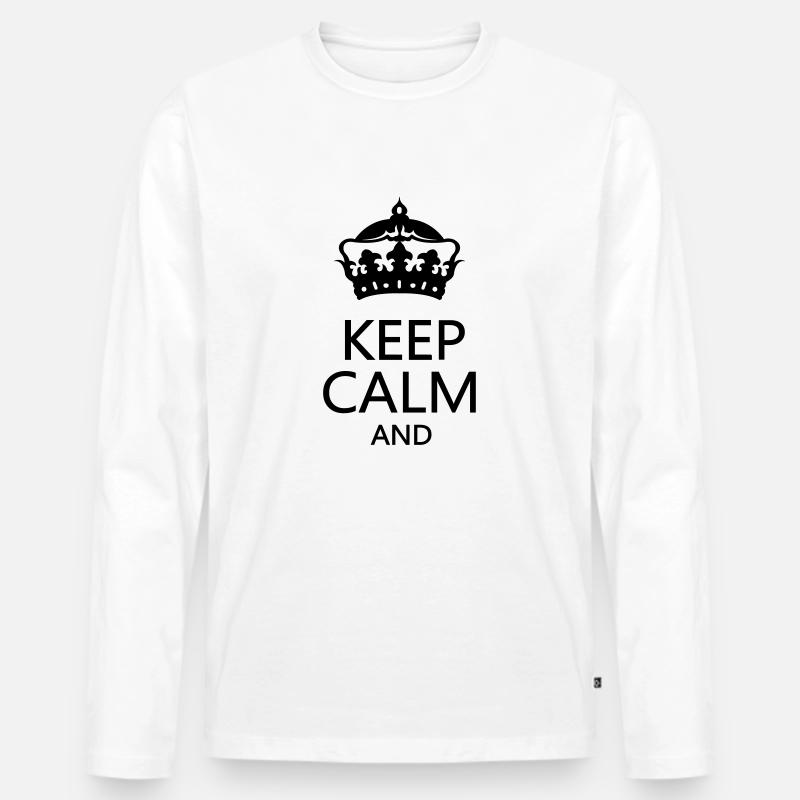 krone_keep_calm - Männer Premium Bio Langarmshirt - Weiß