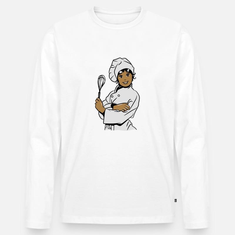 kochen mädchen - Männer Premium Bio Langarmshirt - Weiß