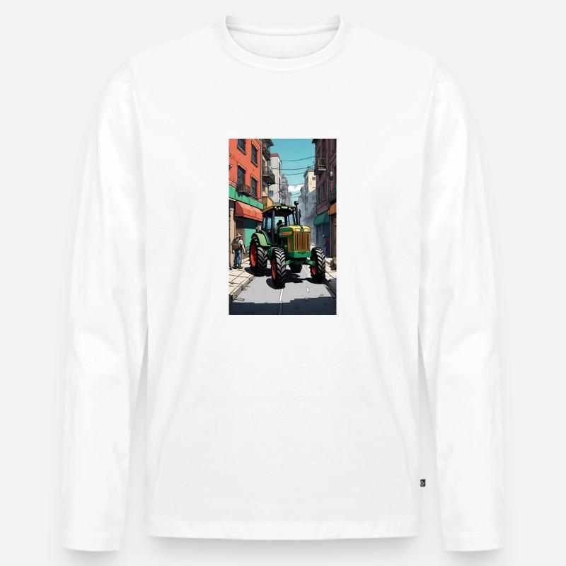 Traktor auf Bauernprotest - Männer Premium Bio Langarmshirt - Weiß