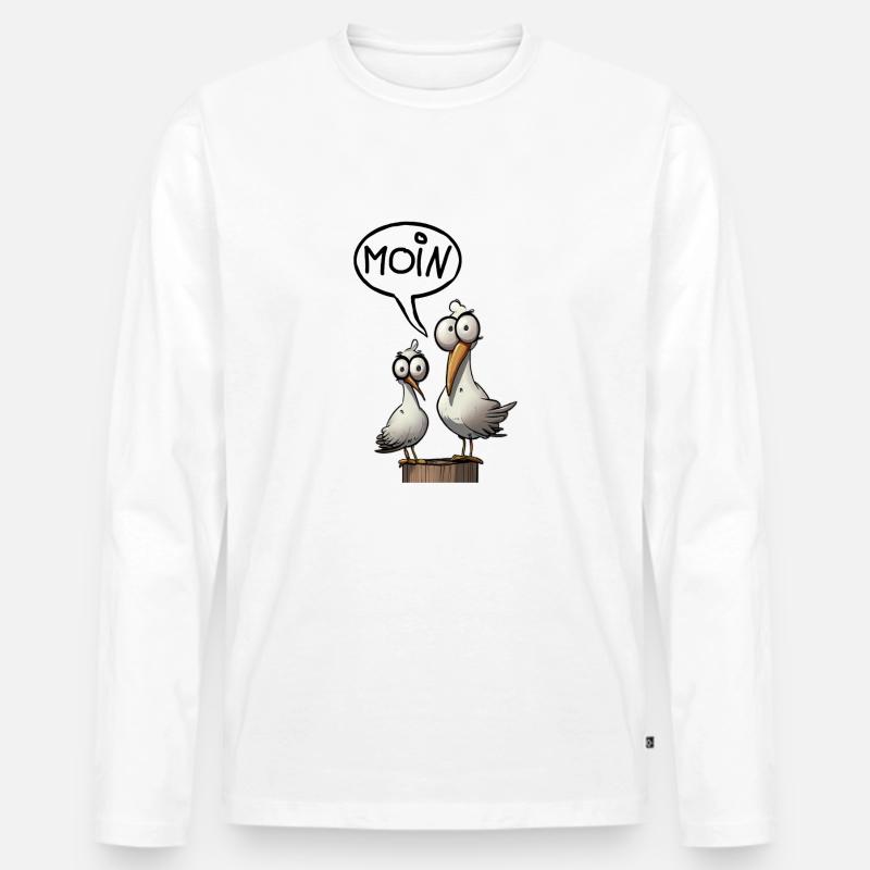Die Bäädden Möwen - Möwe moin - Männer Premium Bio Langarmshirt - Weiß