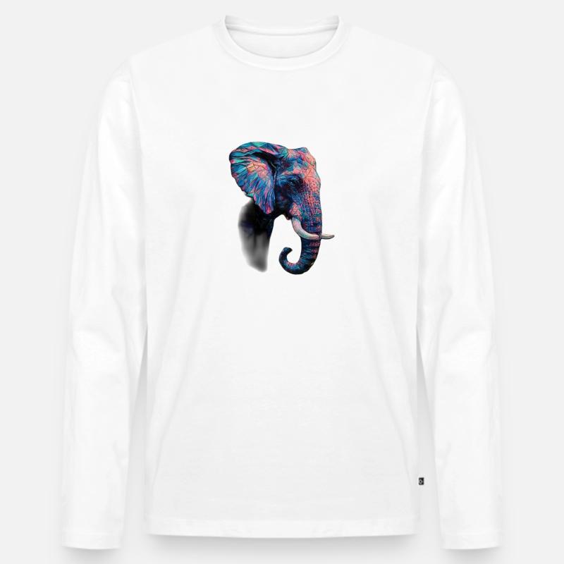 Elefant - Männer Premium Bio Langarmshirt - Weiß