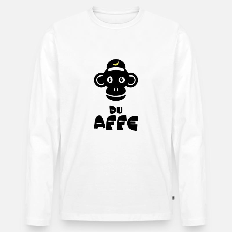 du Affe - Männer Premium Bio Langarmshirt - Weiß