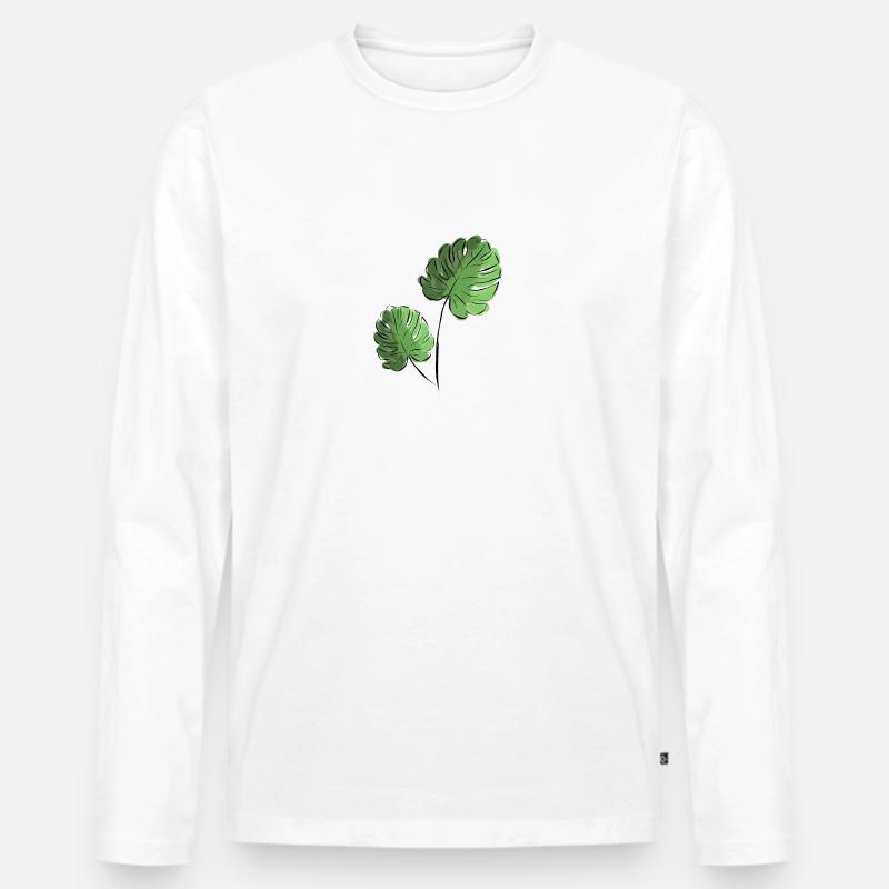 Monsetra Ableger mit zwei Blättern - Männer Premium Bio Langarmshirt - Weiß