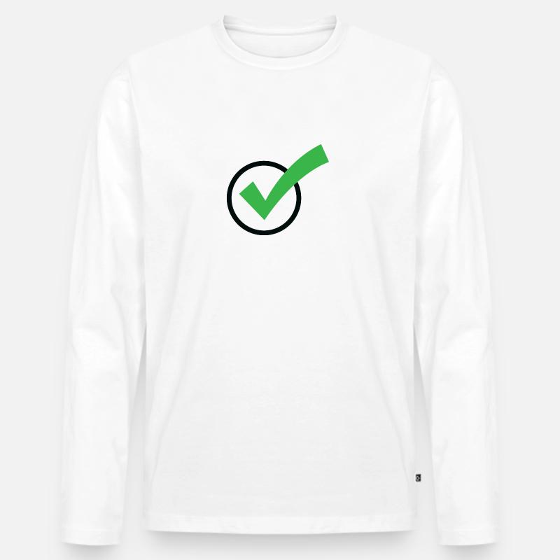 Ein Häkchen - Männer Premium Bio Langarmshirt - Weiß