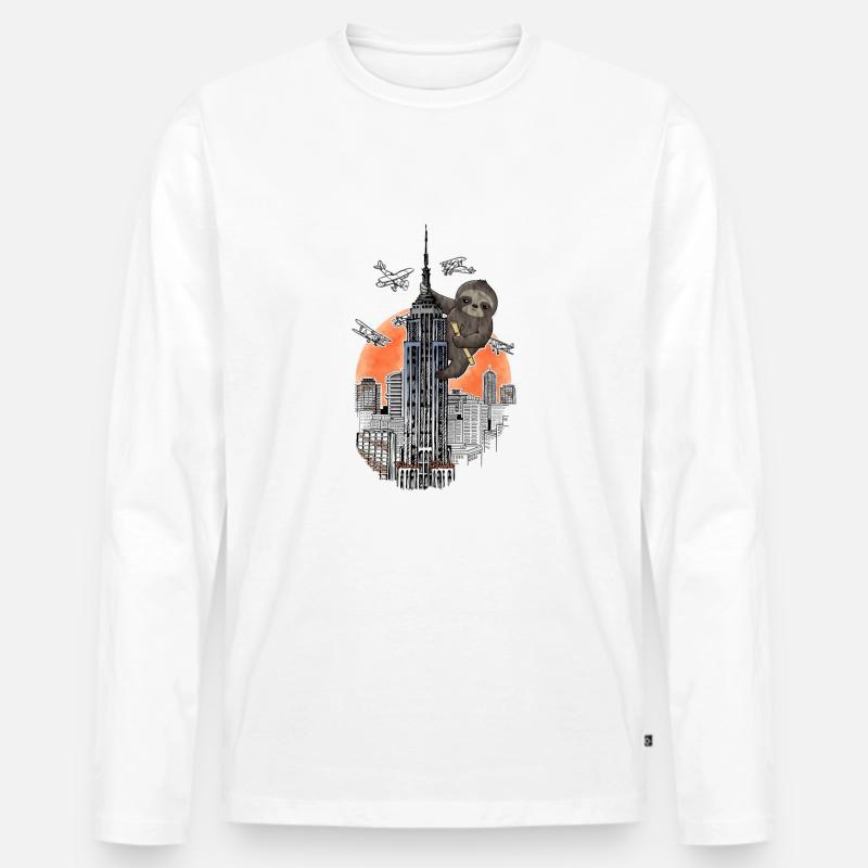 King Sloth - Männer Premium Bio Langarmshirt - Weiß