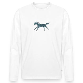 CUTE HORSE GALLOPING - Men's Premium Organic Long Sleeve Shirt - white - Front - Nico (187cm)