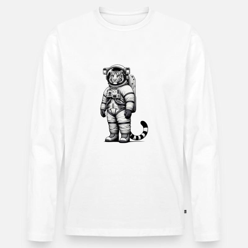 Cute Tiger Astronaut - Männer Premium Bio Langarmshirt - Weiß
