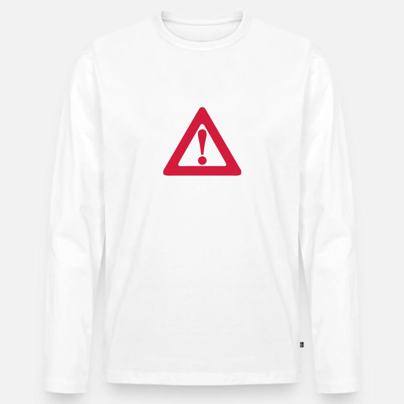Warndreieck Ausrufezeichen Panel - Männer Premium Bio Langarmshirt - Weiß