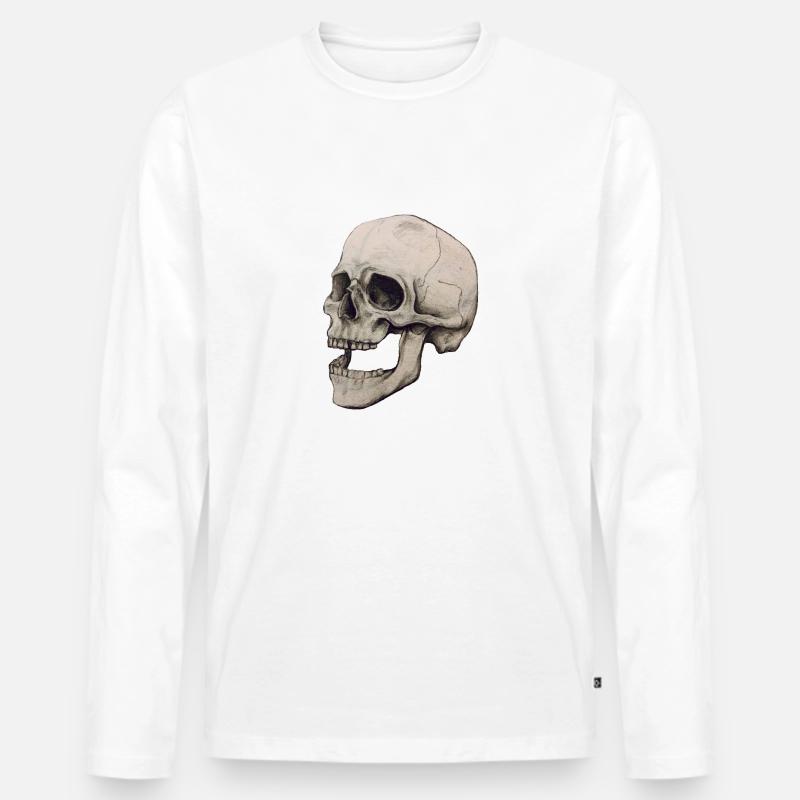 Schädel Squelette - Männer Premium Bio Langarmshirt - Weiß