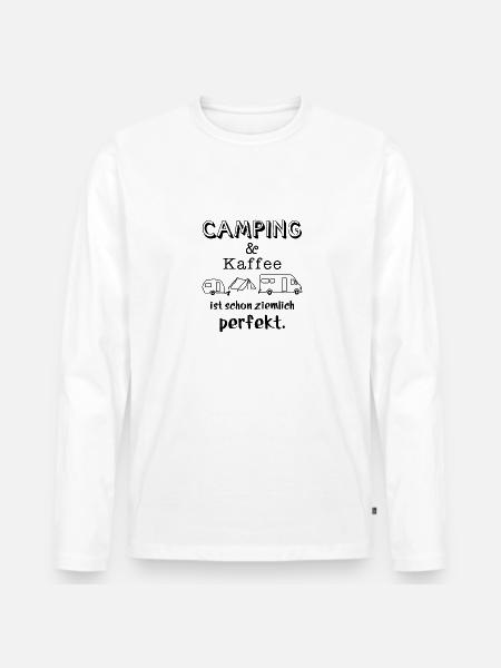 camping und kaffee - Männer Premium Bio Langarmshirt - Weiß