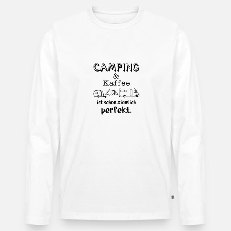 camping und kaffee - Männer Premium Bio Langarmshirt - Weiß