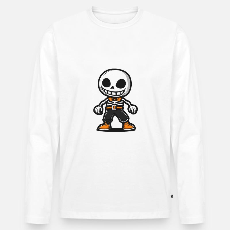 Skelett Comic Halloween - Männer Premium Bio Langarmshirt - Weiß