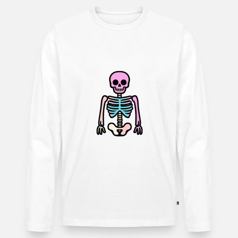 Skelett Halloween Comic - Männer Premium Bio Langarmshirt - Weiß