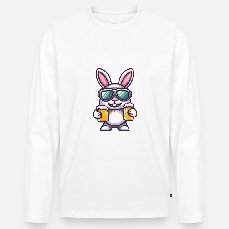 Hase Ski Bier - Männer Premium Bio Langarmshirt - Weiß