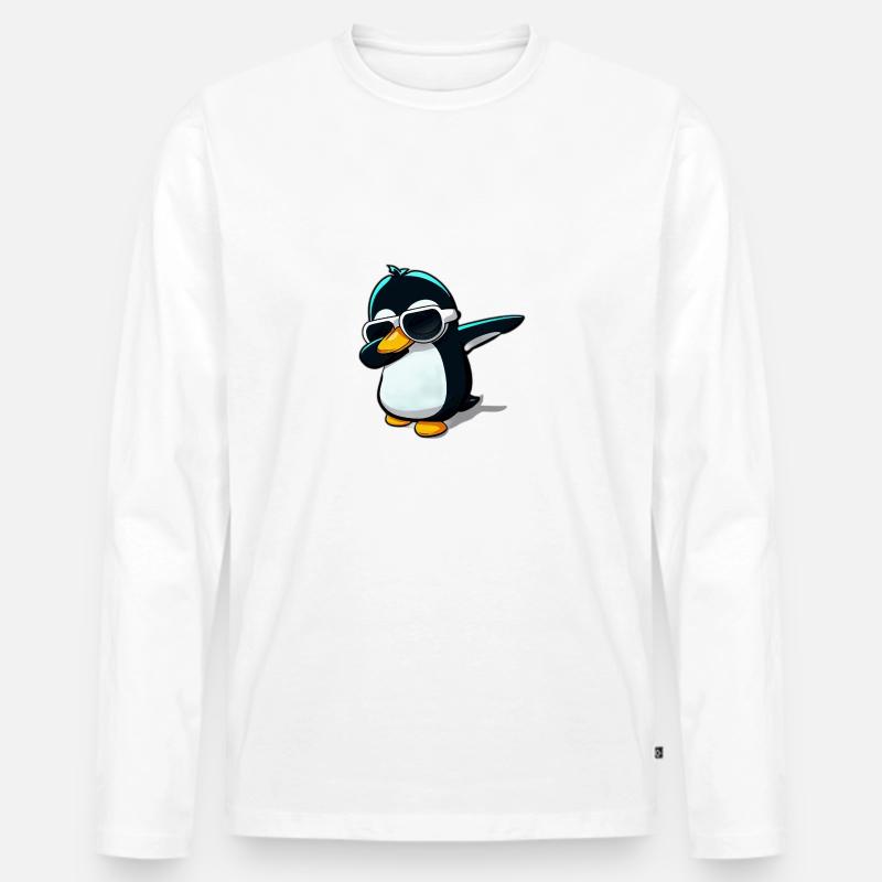 Der dabbende Pinguin - Männer Premium Bio Langarmshirt - Weiß