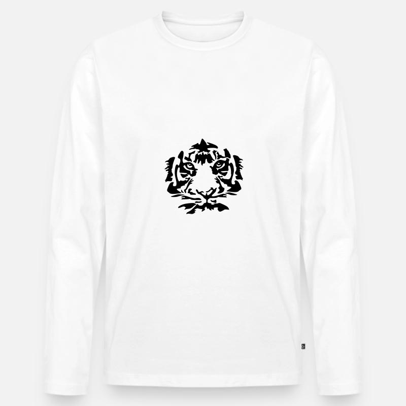 Tiger - Männer Premium Bio Langarmshirt - Weiß