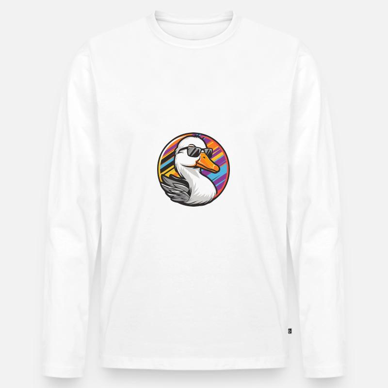 Gans Comic Cool Sommer - Männer Premium Bio Langarmshirt - Weiß