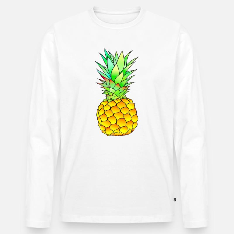 Ananas - Männer Premium Bio Langarmshirt - Weiß